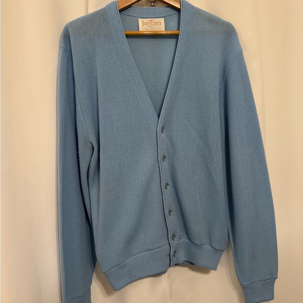Jantzen Men's Light Blue Cardigan‎ Sweater
